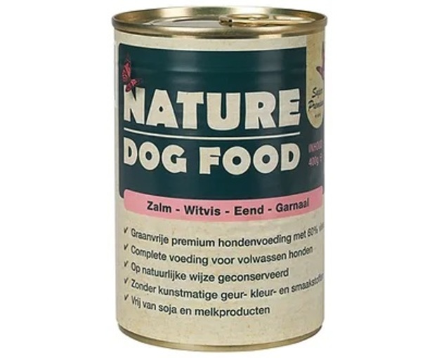 Nature Dog Food zalm witvis eend garnaal blik